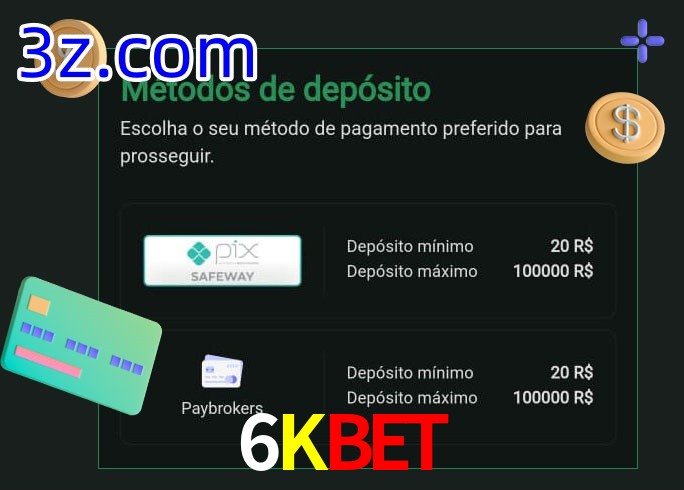 O cassino 6Kbet oferece uma grande variedade de métodos de pagamento